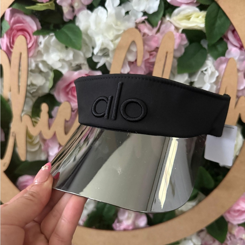 ALO Yoga Black Visor with Reflective Silver Underside